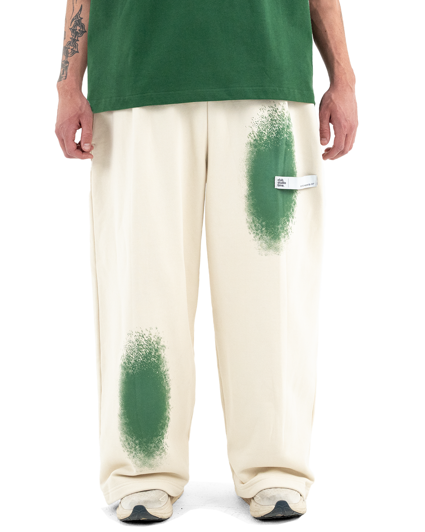 Off White / Pine Green Big Baggy Painter Sweats V1